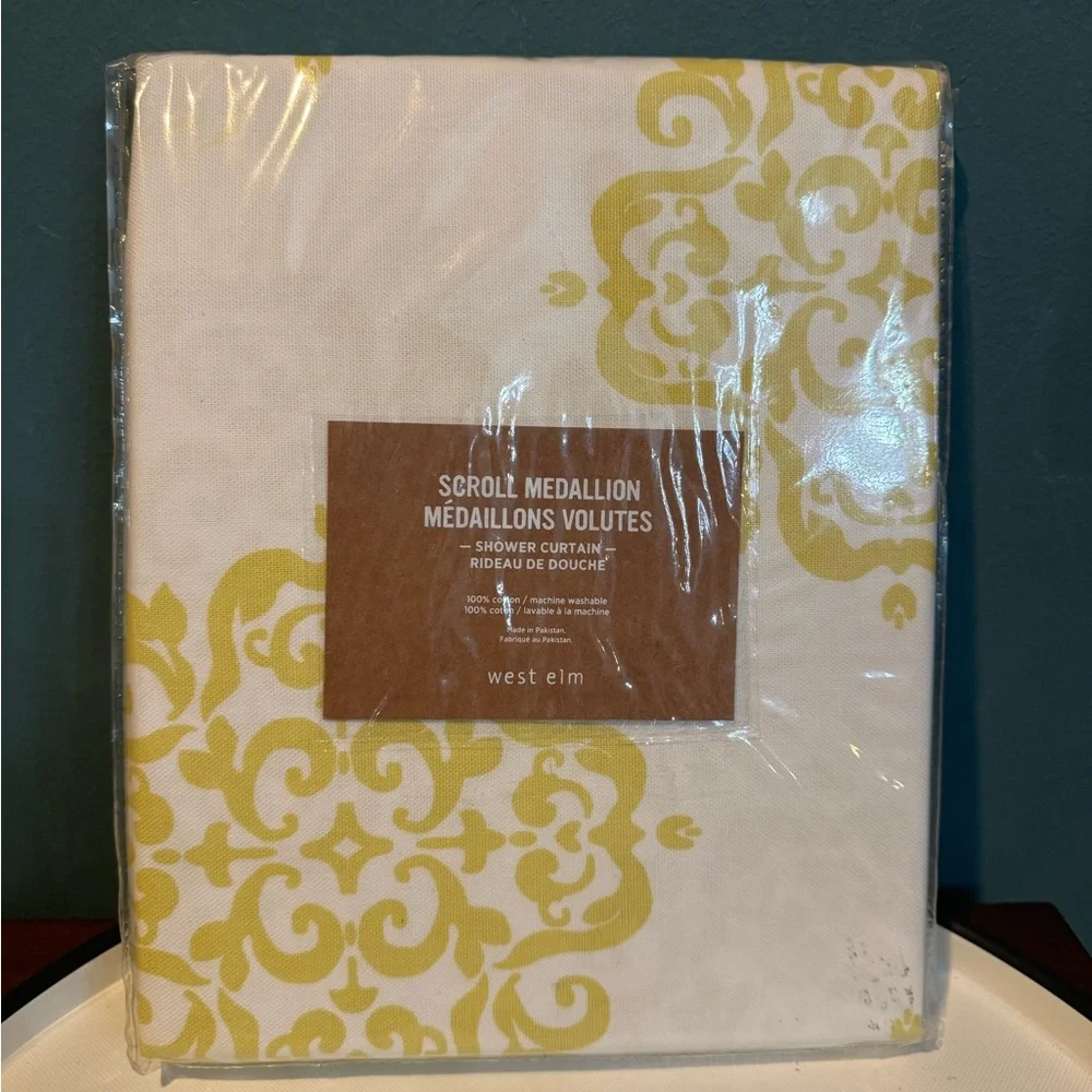 West Elm Scroll Medallion Shower Curtain - New in Package